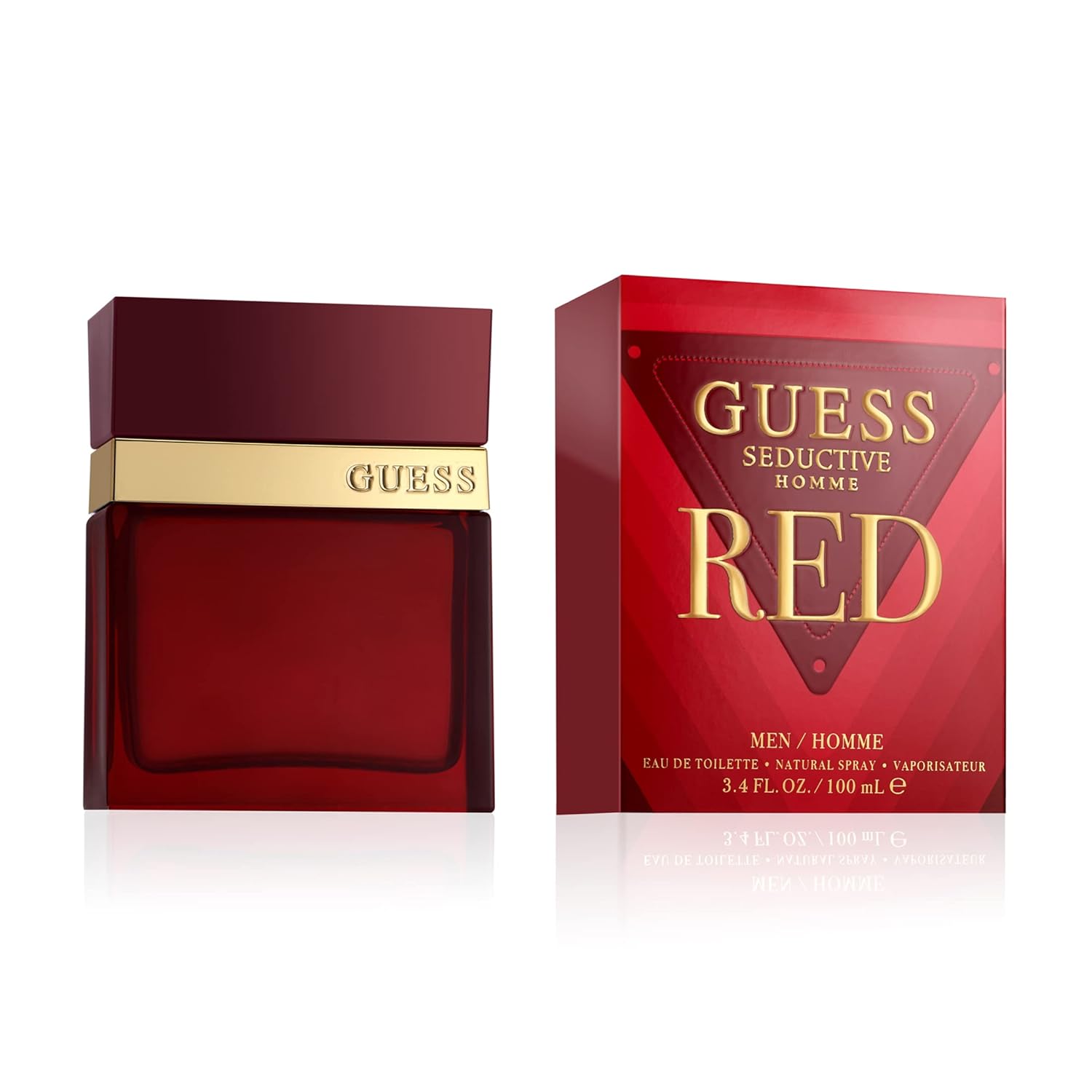 Guess Seductive Red EDT 3.4oz for men fragrance bottle and box