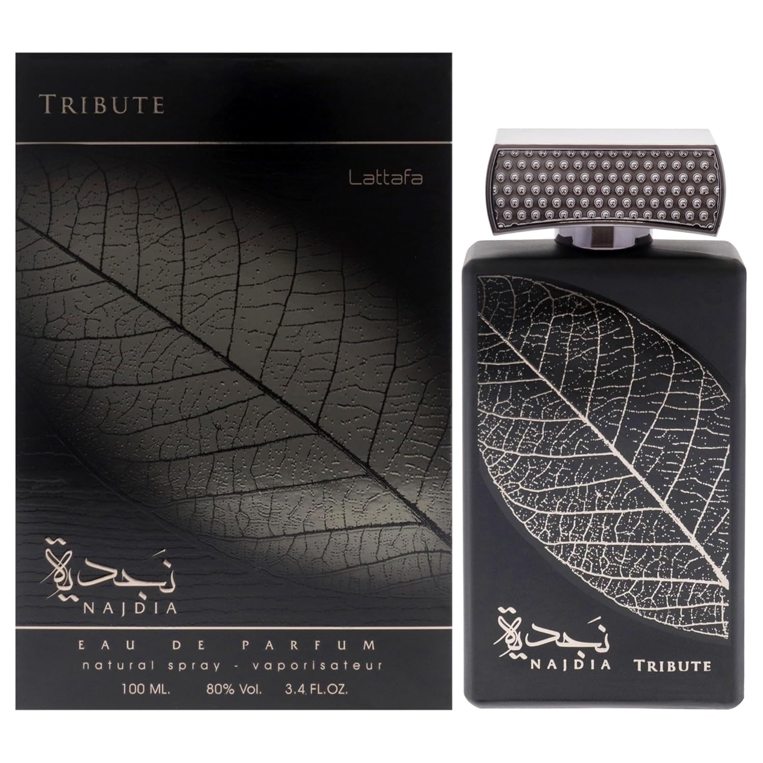 Lattafa Najdia Tribute EDP 3.4oz fragrance bottle and box
