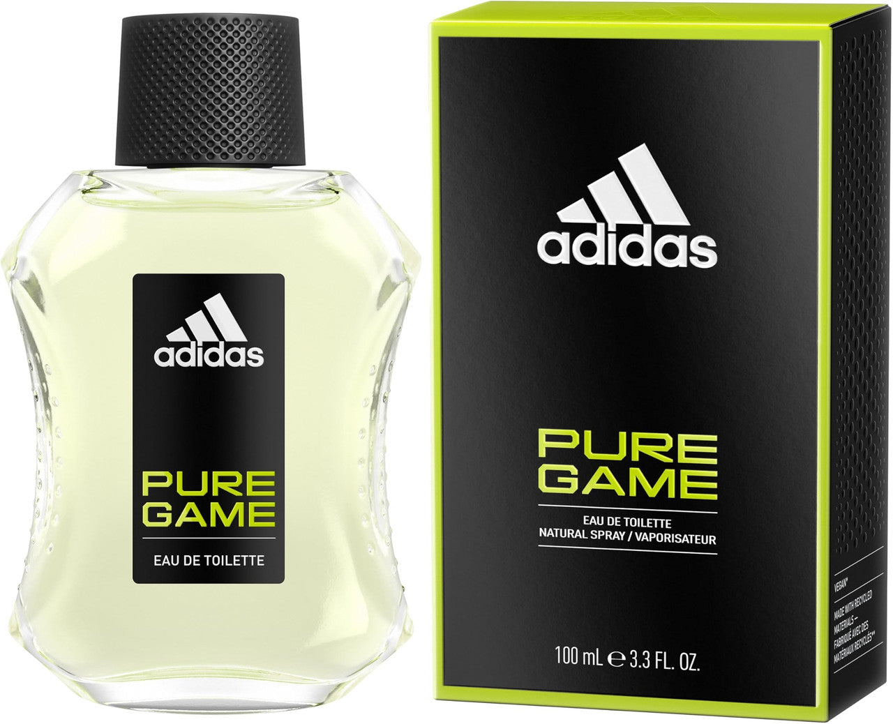 Adidas Pure Game EDT 3.3oz for men fragrance bottle and box