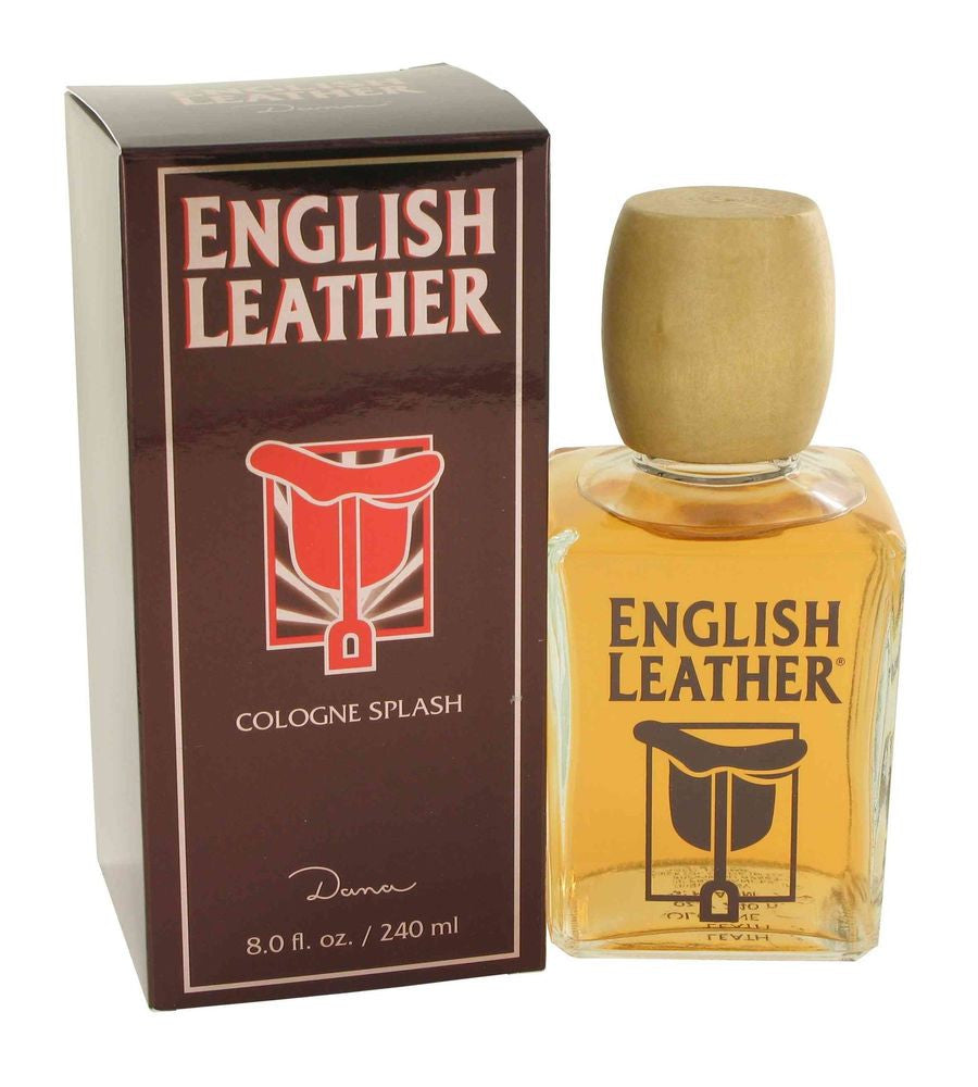 Dana English Leather Splash Cologne 8oz for men fragrance bottle and box
