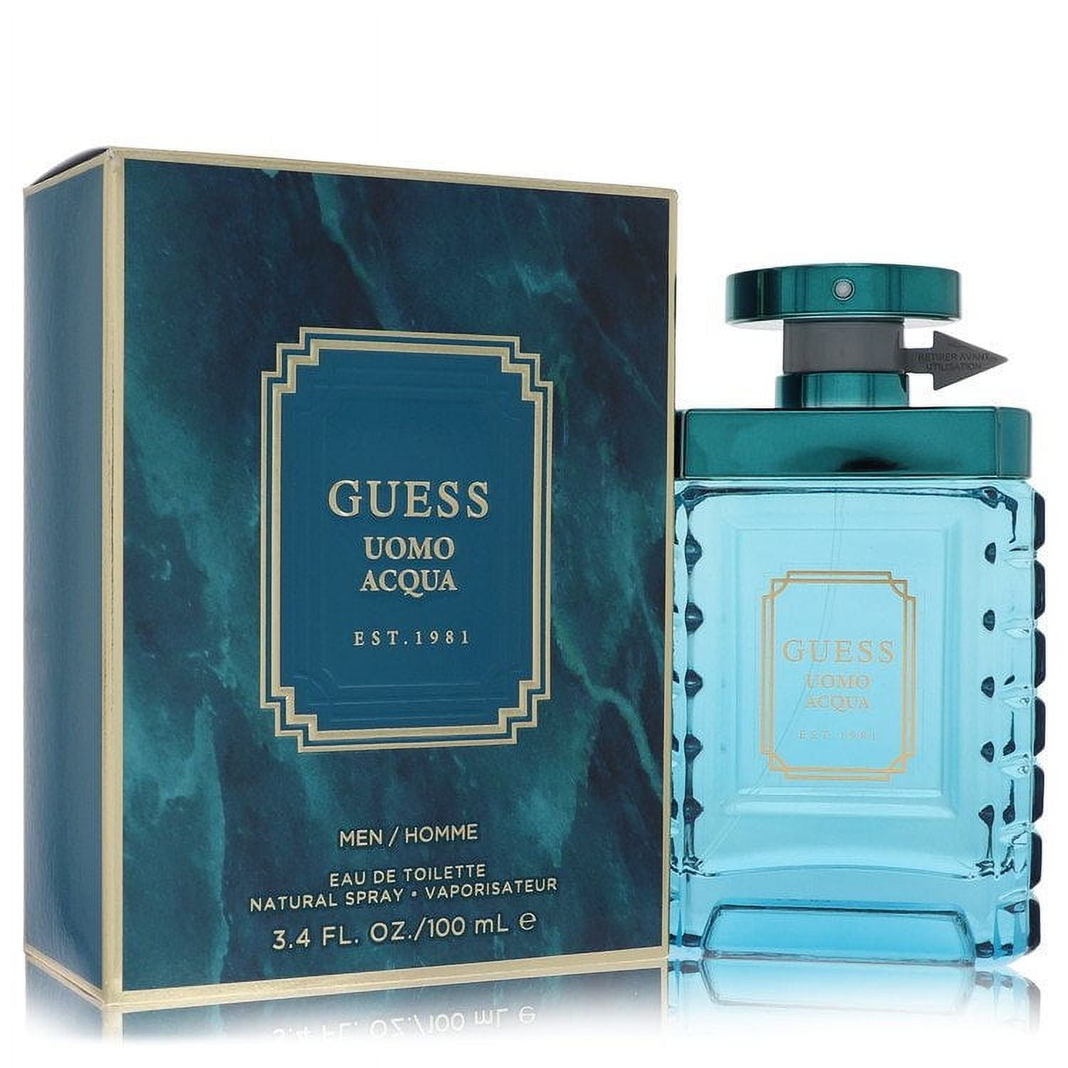 Guess Uomo Acqua EDT 3.4oz for men fragrance bottle and box