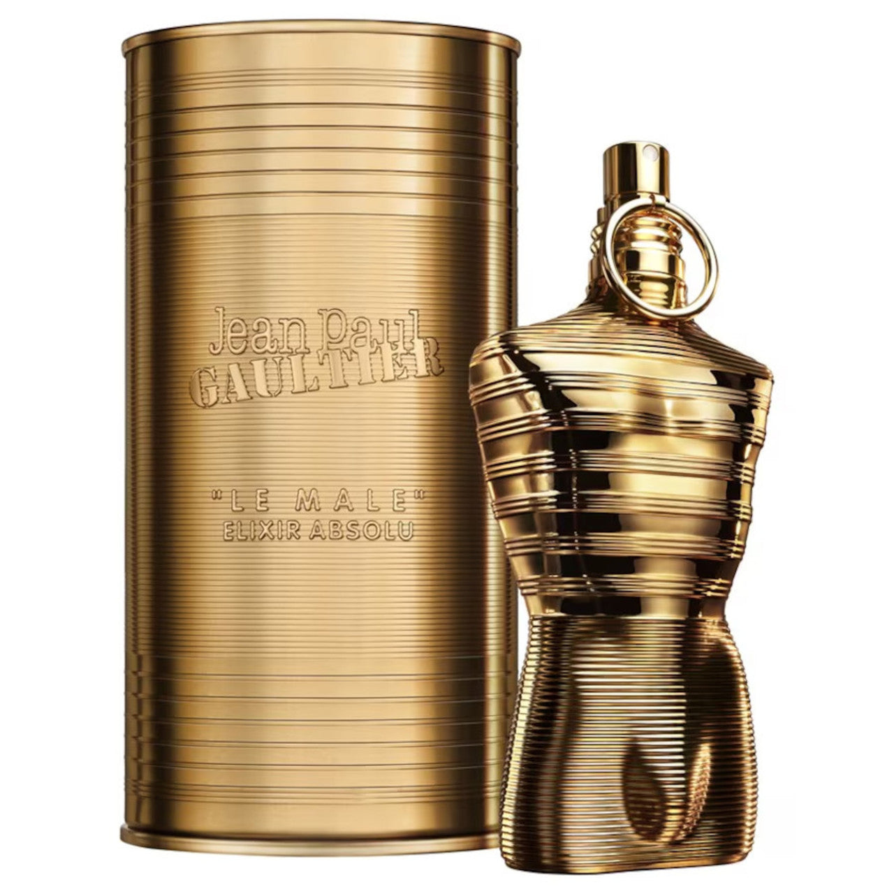 Jean Paul Gaultier Le Male Elixir Absolu Parfum 2.5oz for men fragrance bottle and box