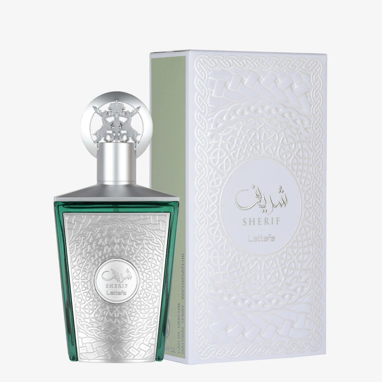 Lattafa Sherif EDP 3.4oz unisex fragrance bottle and box