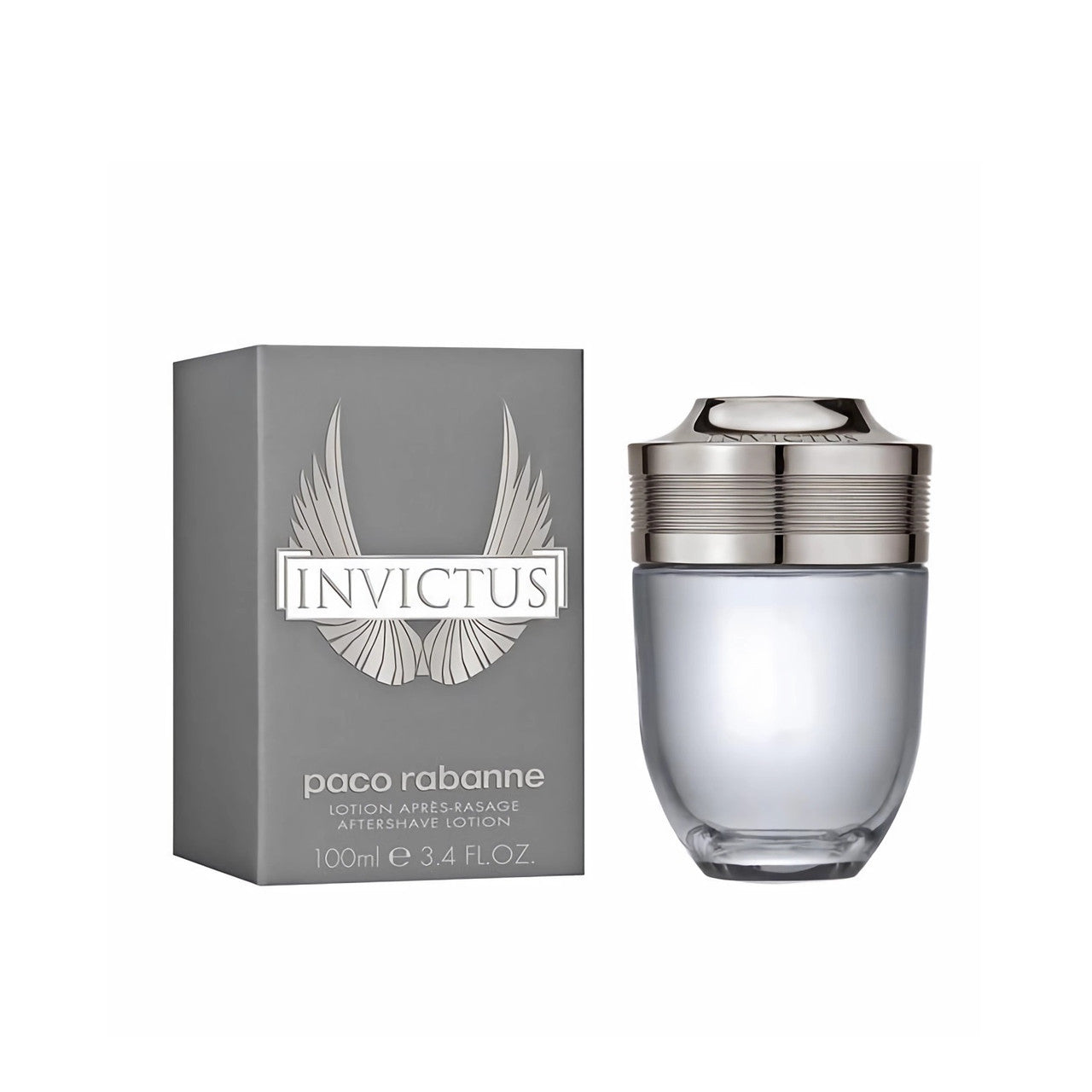 Paco Rabanne Invictus 3.4oz After Shave for men bottle packaging