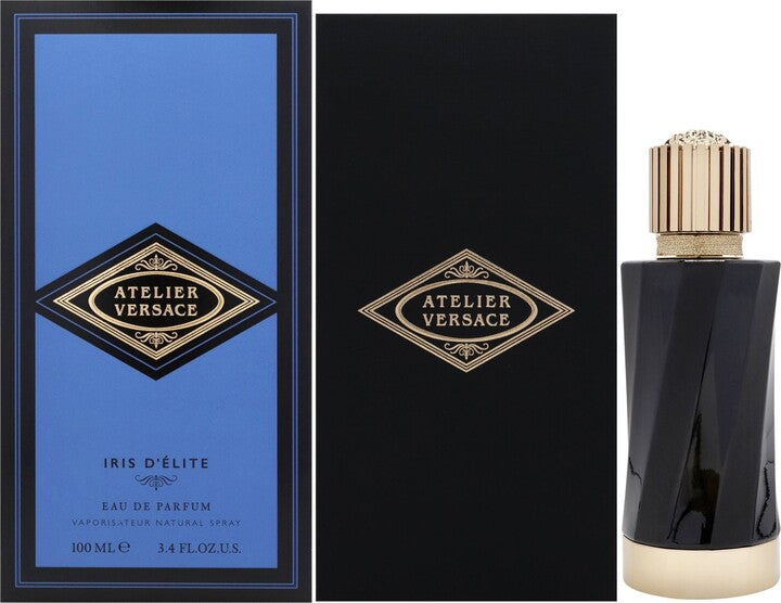 Versace Atelier Iris D'Elite EDP 3.4oz fragrance bottle and box