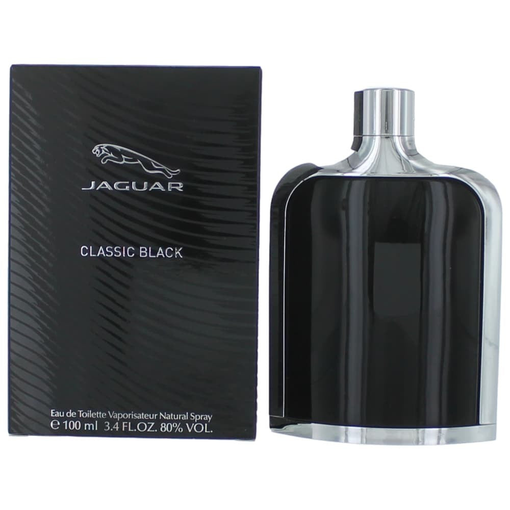 Jaguar Classic Black EDT 3.4oz for men fragrance bottle and box