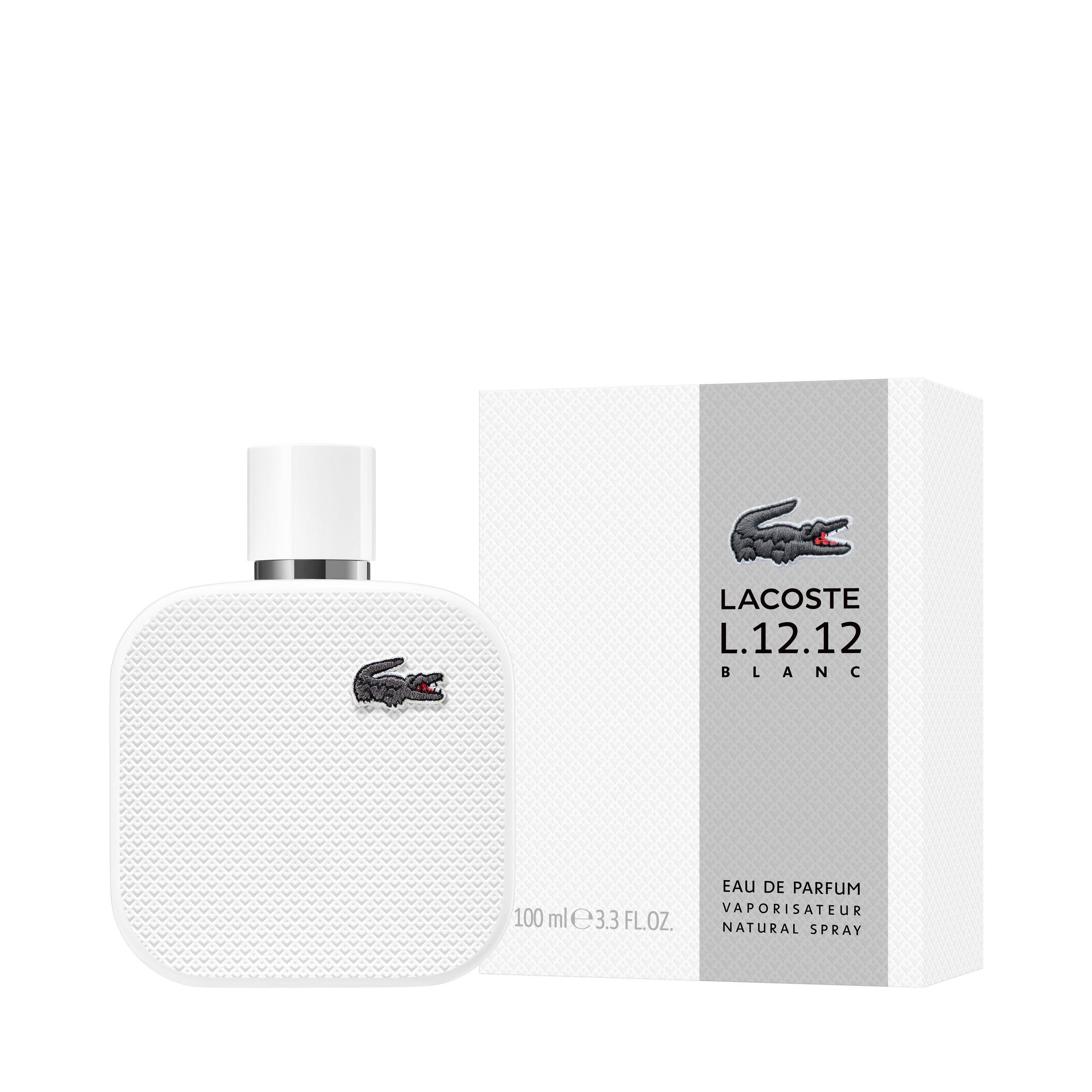 Lacoste Eau de Lacoste L.12.12 Blanc EDP 3.4oz for men fragrance bottle and box